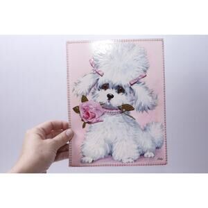 Get Well, Card, Coby, White Puppy, Flower, Pink, Folding, Stationery, M-15-02